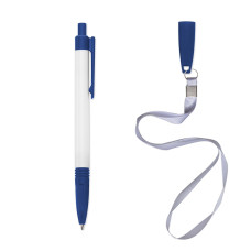 Caneta Plástica com Cordão Personalizada Frete Grátis - Mínimo 200