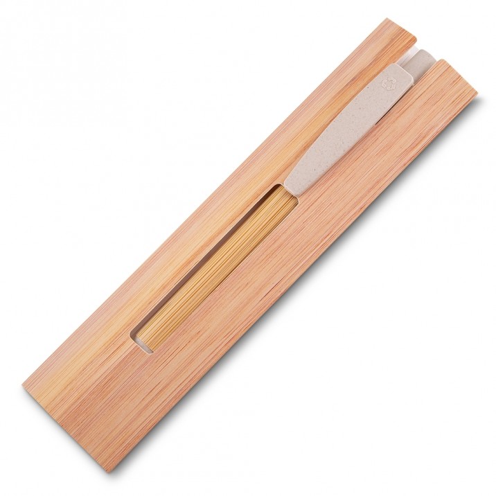 Caneta Ecológica de Bambu com Estojo Personalizada Frete Grátis - Mínimo 200