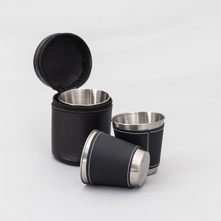 Kit Copo Inox 50 ml 4 Peças Personalizados  - Mínimo 30