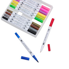 Kit Canetinhas Ponta Dupla Com 12 Cores Personalizado