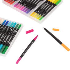 Kit Canetinhas Ponta Dupla 48 Cores Personalizado Frete Grátis - Mínimo 15