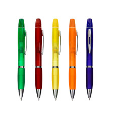 Caneta Plástica com Marca-Texto - Mínimo 200