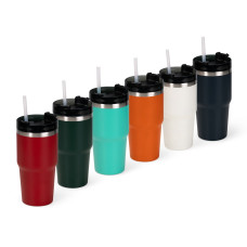 Copo Térmico 600ml Inox com Canudo Personalizado | Brinde Corporativo Premium