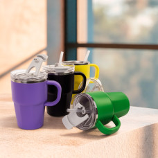Caneca Térmica 550ml Inox com Canudo Personalizada | Brinde Corporativo Premium