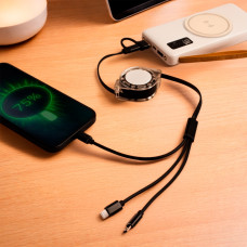 Cabo USB Retrátil 3 em 1 com Ajuste de Tamanho Personalizado | Brinde Corporativo Tecnológico