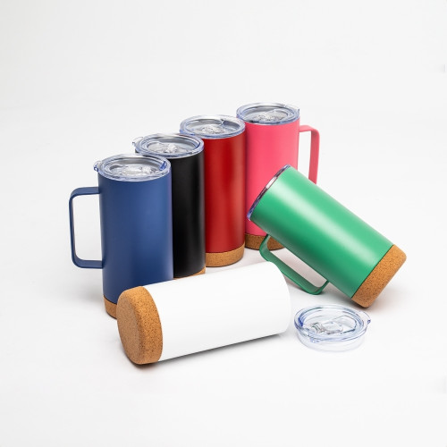 Caneca Térmica com Cortiça de 500 ml Personalizada Frete Grátis - Mínimo 15 Caneca Térmica com Cortiça de 500 ml Personalizada Frete Grátis - Mínimo 15