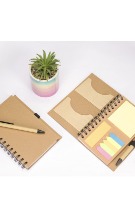 Caderno Ecológico com Autoadesivos e Caneta Personalizados Frete Grátis - Mínimo 100