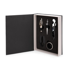 Kit Vinho 5 Peças em Estojo Livro Personalizado | Brinde Corporativo Premium