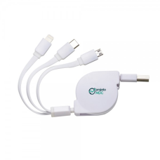 Cabo de Dados Retrátil 3 em 1 Personalizado Frete Grátis - Mínimo 50