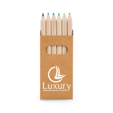 Caixa de Cartão com 6 Mini Lápis de Cor Personalizada Frete Grátis - Mínimo 100