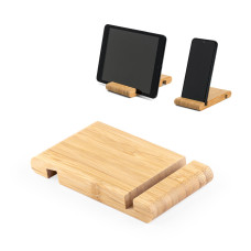Suporte Para Celular Duplo em Bambu Personalizado Frete Grátis - Mínimo 50