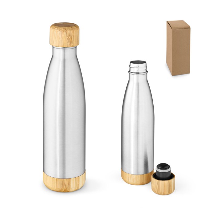 Garrafa Inox e Bambu 800 ml Térmica Personalizada Frete Grátis - Mínimo 10